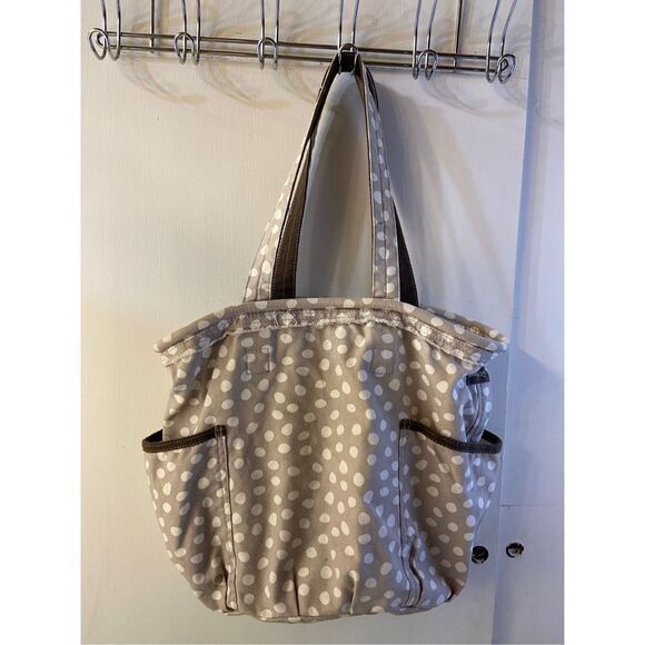 31 Thirty one metro retro bucket tote beige dots 18x15” - Picture 1 of 8